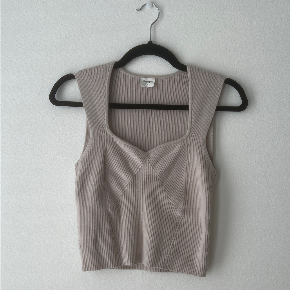 Abercrombie & Fitch Ribbed Tank Top in Cream
